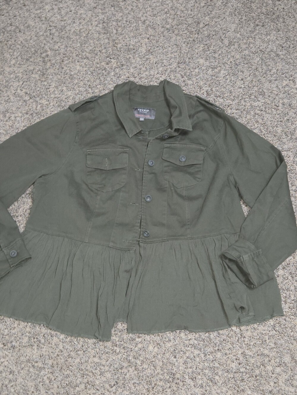 torrid Olive Green Peplum Utility Jacket